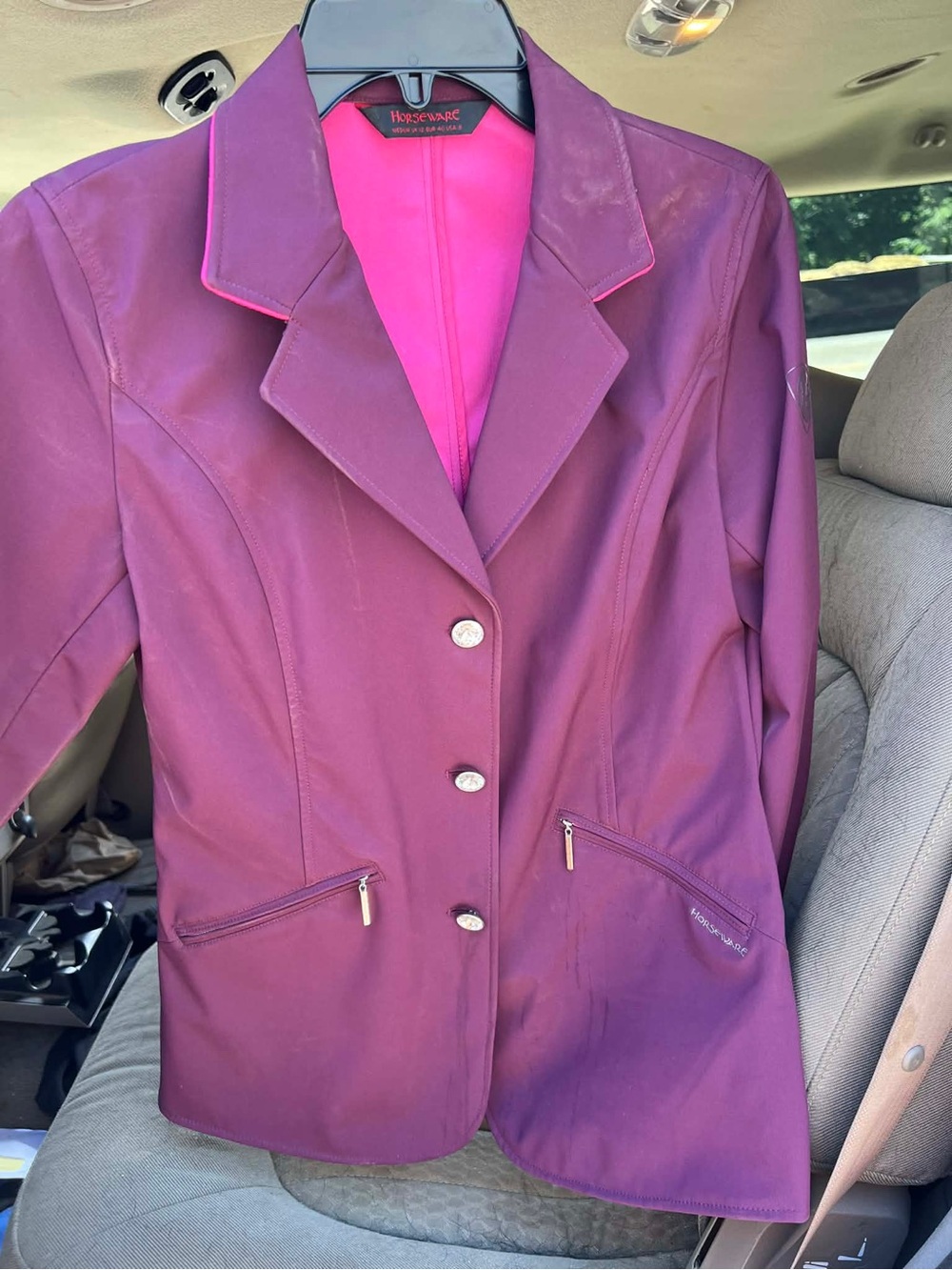 *RARE* Women's Plum Dressage Coat with Pink Lining